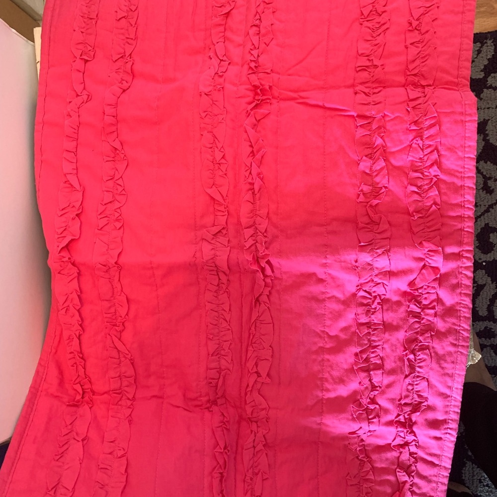 Hot pink ruffled pillow sham 20x26